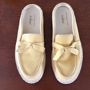 L.L. Bean Yellow Canvas Bow Espadrille Flats